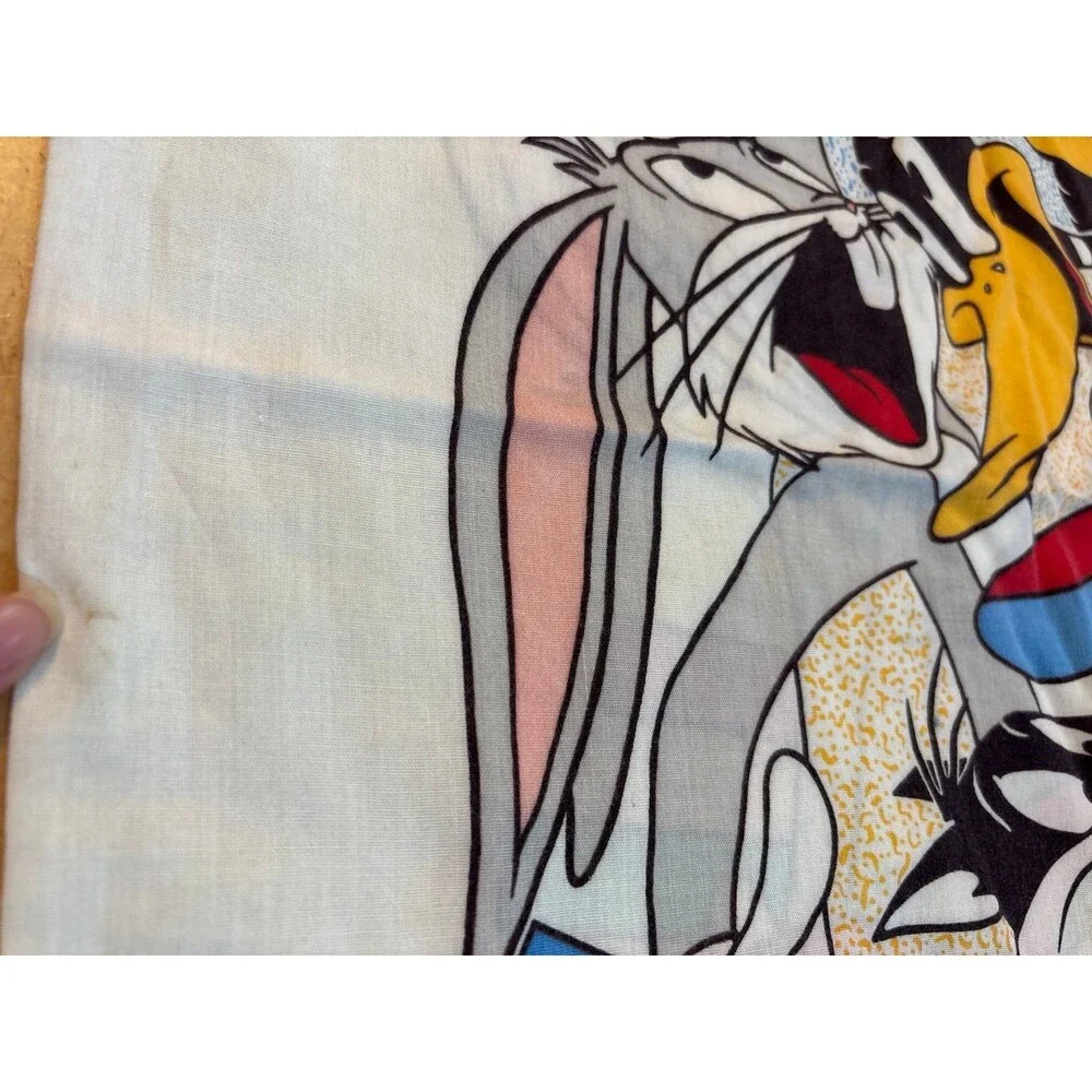 Vintage 1993 Looney Tunes Standard Pillow Case Bugs Taz Foghorn Basketball